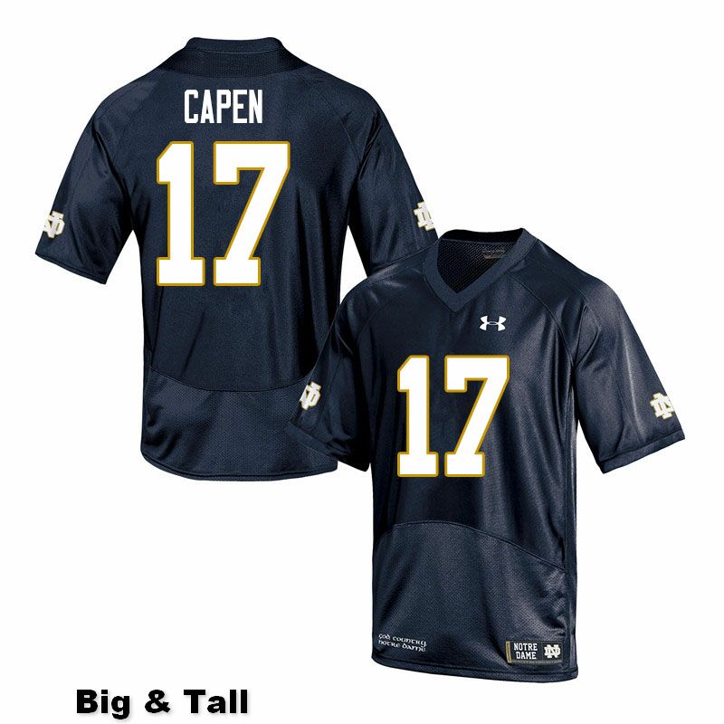 Men's NCAA Notre Dame Fighting Irish #17 Cole Capen Stitched College Under Armour Authentic Navy Big & Tall Football Jersey TO10I21BI